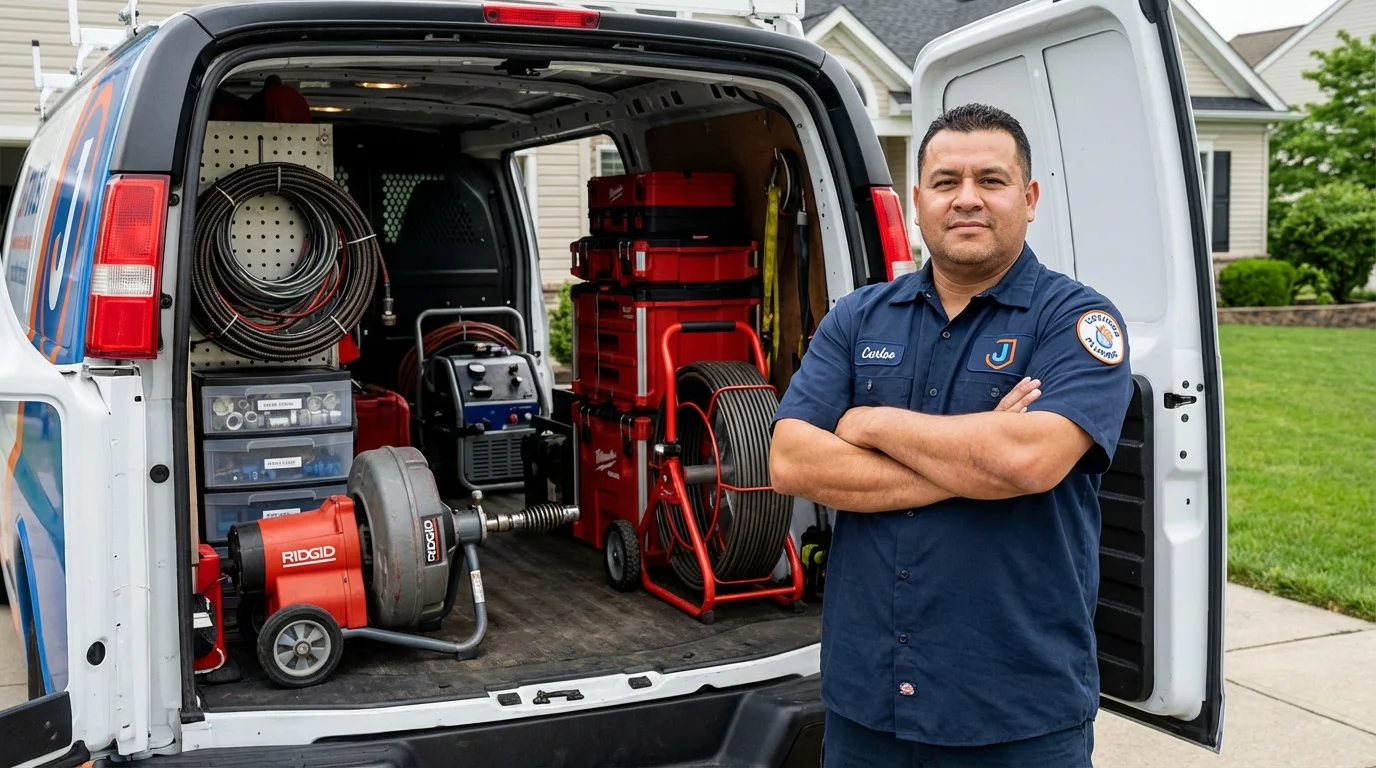 Professional drain cleaning equipment and Johns Plumbing LLC plumber in Oakley